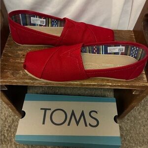 Toms Red Canvas Slip-On Shoes